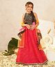 Pspeaches Georgette Woven Sleeveless Sequins Embellished & Thread Work Detailed Lehenga Choli Set With Dupatta - Black