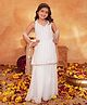 Pspeaches Georgette Woven Sleeveless Sequins Embellished Kurti Sharara Set With Dupatta - Off White