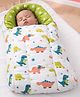 Playful Plunge Baby Carry Nest Dinosaur Print 3 in 1 | Newborn Sleeping Bag cum Carry Nest & Mattress | Premium Cotton with Polyfill - Green