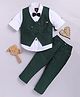 LTZ CLUB Cotton Blend Woven Full Sleeves Solid 3 Piece Party Suit Set With Bow - Olive Green