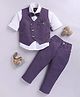 LTZ CLUB Cotton Blend Woven Full Sleeves Solid 3 Piece Party Suit Set With Bow - Onion