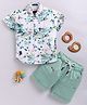 LTZ CLUB Cotton Blend Woven Half Sleeves Abstract Printed Shirt & Shorts Set - Pista Green