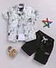 LTZ CLUB Cotton Blend Woven Half Sleeves Abstract Printed Shirt & Shorts With Tee Set - Green