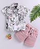 LTZ CLUB Cotton Blend Woven Half Sleeves Abstract Printed Shirt & Shorts With Tee Set - Peach