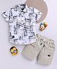 LTZ CLUB Cotton Blend Woven Half Sleeves Trees Printed Shirt & Shorts Set - Cream