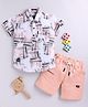 LTZ CLUB Cotton Blend Woven Half Sleeves Trees Printed Shirt & Shorts Set - Orange