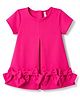 Babyhug Scuba Knit Half Sleeves Party Dress With Frill Detailing & Bow Applique  - Dark Pink