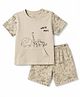 Child World Interlock Knit Half Sleeves T-Shirt & Shorts Co-Ord Set With Animal Print - Cream