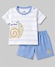 Child World Interlock Knit Half Sleeves T-Shirt & Shorts Set With Snail Print - Sky Blue