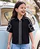 Arias Cotton Woven Top with Dori Embroidery & Piping Details Black 5-6 Years