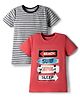 Kidi Wav Pack Of 2 Half Sleeves Striped & Skateboarding Theme Printed Tees - Multi Colour
