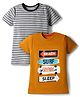 Kidi Wav Pack Of 2 Half Sleeves Striped & Skateboarding Theme Printed Tees - Multi Colour