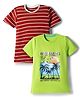 Kidi Wav Pack Of 2 Half Sleeves Striped & Beach Theme Printed Tees - Multi Colour