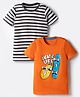 Kidi Wav Pack Of 2 Half Sleeves Striped & Skateboard Printed Tees - Multi Colour