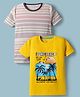 Kidi Wav Pack Of 2 Half Sleeves Striped & Beach Theme Printed Tees - Multi Colour
