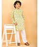 Kinder Kids Cotton Woven Full Sleeves Floral Printed Kurta & Pyjama Set - Yellow