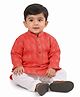 Kinder Kids Cotton Woven Full Sleeves Abstract Printed Kurta & Pyjama Set - Red