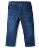 Simply Premium Full Length Washed Denim Jeans - Navy Blue