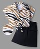 OLLINGTON ST. Sinker Knit Half Sleeves Printed Top & Skirt Set - Multicolor