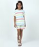 CHILINS 100% Cotton Knit Half Sleeves Striped Coordinating Tee & Shorts Set - White