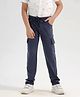 CHILINS Cotton Knit Cargo Styled Solid Joggers - Navy Blue