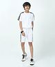 CHILINS Knit Half Sleeves Side Striped Tee & Shorts Set - White
