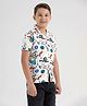 CHILINS Rayon Woven Half Sleeves Abstract Printed Shirt - White