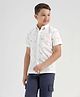 CHILINS Cotton Woven Half Sleeves Dinosaur Printed Shirt - White