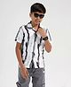 CHILINS Rayon Woven Half Sleeves Abstract Printed Shirt - White & Black