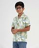 CHILINS  Rayon Woven Half Sleeves Abstract Printed Shirt - White & Green