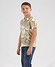 CHILINS Rayon Woven Half Sleeves Abstract Printed Shirt - Brown