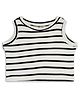 CHILINS 100% Cotton Cotton Knit Sleeveless Striped Crop Top - White & Black