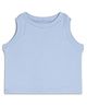 CHILINS 100% Cotton Cotton Knit Sleeveless Solid Crop Top - Blue