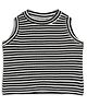 CHILINS 100% Cotton Cotton Knit Sleeveless Striped Crop Top - Black