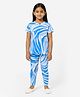 CHILINS 100% Cotton Knit Half Sleeves Abstract Printed Coordinating Tee & Pant Set - Blue