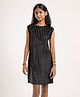 CHILINS Knit Sleeveless Glittered & Striped Dress - Black