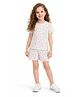 CHILINS Cotton Knit Half Sleeves  Polka Dots Printed Coordinating Tee & Shorts Set - Beige