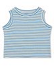 CHILINS 100% Cotton Knit Sleeveless Striped Top - Blue