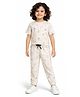 CHILINS Cotton Knit Half Sleeves Beach Theme Printed  Coordinating Tee & Pant Night Suit - Cream