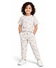 CHILINS Cotton Knit Half Sleeves Clouds & Kites Printed Coordinating Tee & Pant Night Suit - White