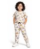 CHILINS Cotton Knit Half Sleeves Animal Printed Coordinating Tee & Pant Night Suit - Grey