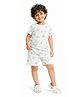 CHILINS Cotton Knit Half Sleeves Sea Life Printed Coordinating Tee & Shorts Night Suit - White