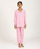 CHILINS Cotton Knit Full Sleeves Checked Shirt & Pajama Coordinating Night Suit - Pink