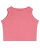 CHILINS Cotton Knit Sleeveless Solid Ribbed Crop Top - Pink