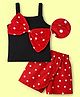 OLLINGTON ST. Cotton Knit Rib Sleeveless Top With Bow Detailing & Polka Printed Skort Set - Red & Black