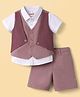 Babyhug Cotton Woven Half Sleeves Shirt & Shorts With Jacket - Multicolor