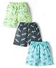 CUCUMBER Sinker Knit Above Knee Length Printed Shorts Pack of 3 - Multicolor