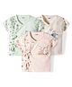 CUCUMBER Sinker Knit Half Sleeves Printed Jhablas Pack of 3 - Peach Green & Cream