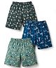 CUCUMBER Sinker Knit Above Knee Length Printed Shorts Pack of 3 - Multicolor
