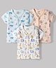 CUCUMBER Sinker Knit Half Sleeves Jhablas With Animal & Whale Print Pack of 3 - Blue Cream & Peach